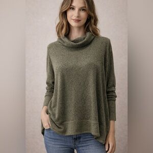 Zenana Outfitters Forest Green Cowl Neck Sweater